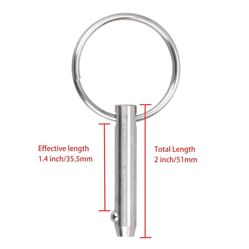 Quick Release Pin Bimini Top Pin, Diameter 0.25 Inch, Total Length 2 Inch, 316 Stainless Steel (4 Pieces)