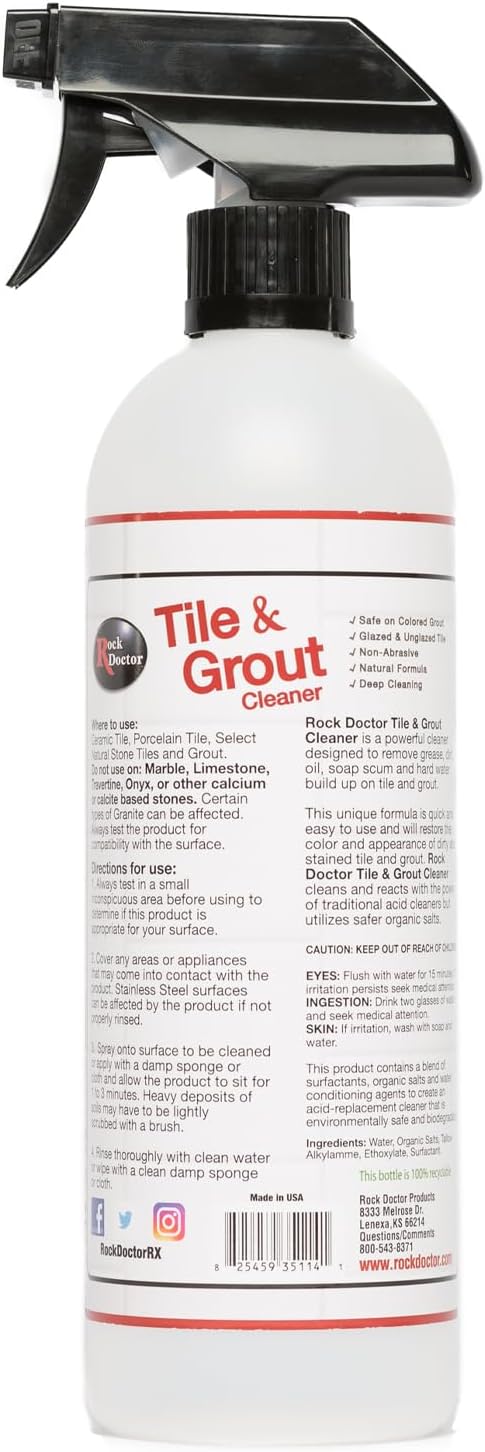 1 Pack Rock Doctor Natural Tile and Grout Cleaner, Remove Stains Dirt, Oil, and Soap Scum, Heavy Duty Non-Abrasive Tile