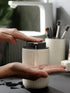GRDDBZA Art Soap Dispenser for Bathroom Kitchen Hotel, Refillable Ceramic Stripe Matte Lotions Dispensing Bottle