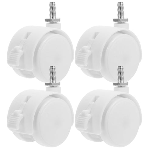 KAJNBN 4pcs 1.5 Inch White Universal Swivel Caster Wheels with Brake Threaded Stem