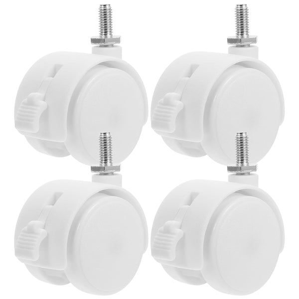 KAJNBN 4pcs 1.5 Inch White Universal Swivel Caster Wheels with Brake Threaded Stem
