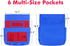 School Seat Chair with Storage Pocket Organizer, Multiple Pockets for Home, Classroom, Preschool (Red+Blue)