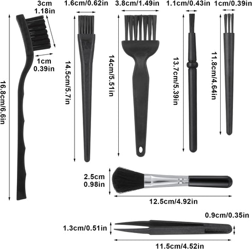Set of 7 Keyboard Anti Static Brushes, Portable Cleaning Brushes for Computer Keyboard, Car, Lab
