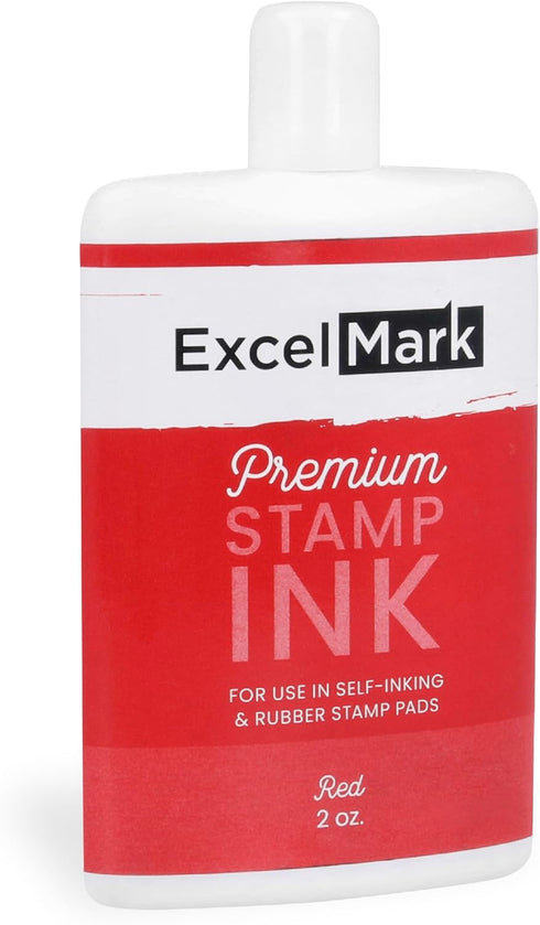 ExcelMark Self Inking Stamp Refill Ink - 2 oz. - Red