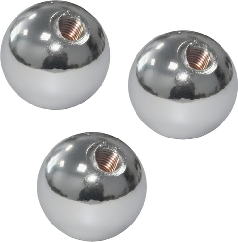 CQnodoit Silver Metal Ball Lamp Finials 3 Pcs Screw-On Lighting Toppers M6 Thread