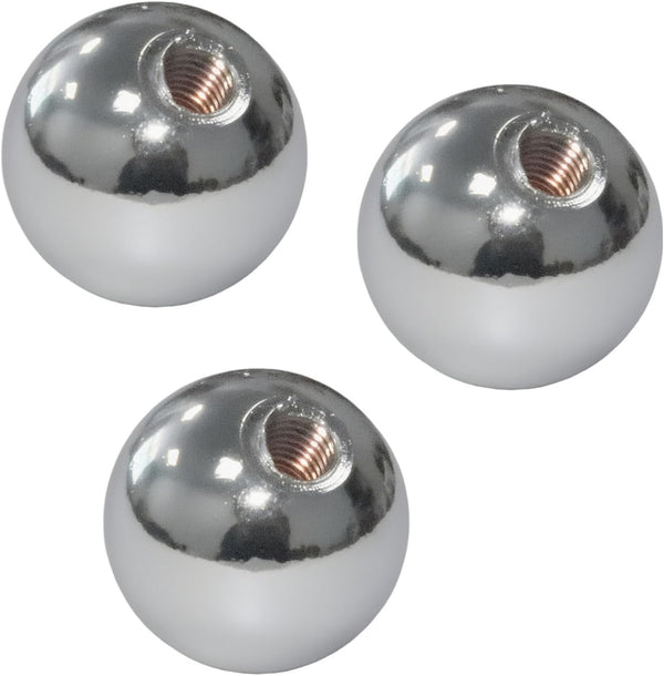 CQnodoit Silver Metal Ball Lamp Finials 3 Pcs Screw-On Lighting Toppers M6 Thread