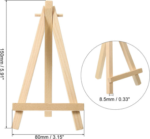 PATIKIL 5.9" Mini Wooden Easel Stand, 12 Pack Table Use Adjustable Triangle Holder for Displaying Photos, Card, Canvases, Wedding, Wood Color by PATIKIL