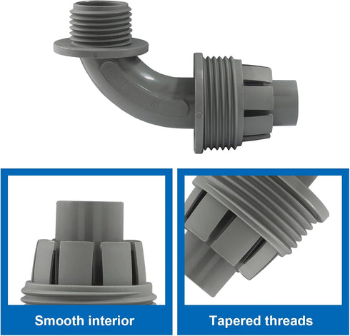 Aoserge 1/2 Inch Grey Plastic Liquid Tight Connector - Flexible Non-Metallic Electrical Conduit Fitting for Secure Wire