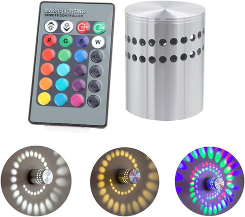 RICEFINE Colorful RGB Spiral Hole Wall Lamp Surface Wall Install Home Decor LED Light Luminaire Lighting
