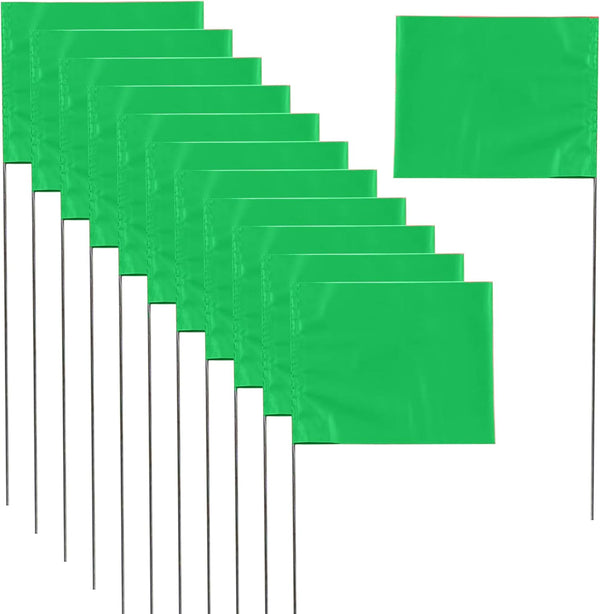 Marking 50 Pack Flags: 12 x 2.5 x 3.5 Inch Yard Flags for Lawn, Landscape, Survey, Sprinkler, and Irrigation (green)