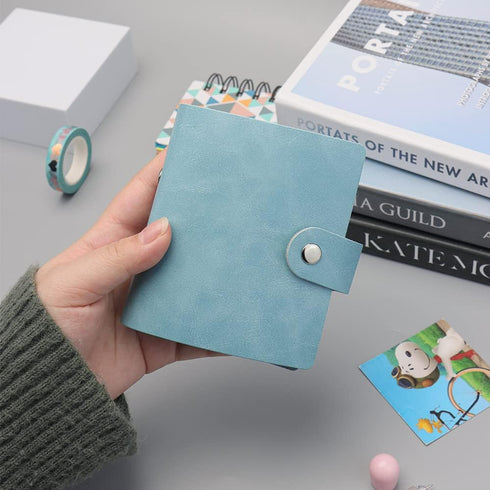 Green Mini Binder Cover, 3-Ring PU Leather Notebook with Snap Button Closure, Refillable Personal Planner Protector