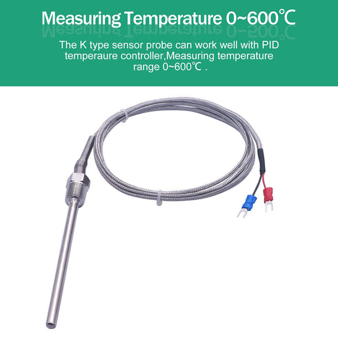 Twidec/2M NPT 1/4"inch (6X100MM) Pipe Thread Temperature Sensor Probe Two Wire Temperature Controller
