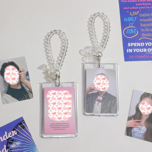 Photocard Holder Keychain, Clear Acrylic Butterfly Kpop Photo Card Holder, Cute Badge Holder for Card Collection