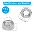 Yinpecly 110PCS 1/4"-20 Nuts,304 Nylon Insert Hex Lock Stainless Steel Locknuts,Hex Drive,Coarse Thread,Self-Locking