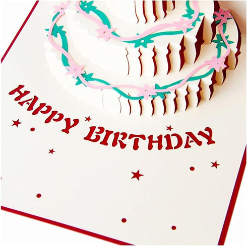Liudan 3D Greeting Card Birthday Cards Carte Fleurs Pop High Cake Happy Birthday Greeting Invitation Cards Boys Girls