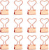 Rose Gold Metal Binder Clips with Heart Shaped Handle 0.74"/19mm Foldback Clips in Acrylic Crystal Box for Office Home