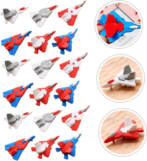 TOYANDONA 18pcs Mini Pencil Erasers, Novelty Puzzles for Kids, Airplane Model Toy, Holiday Bag Filler