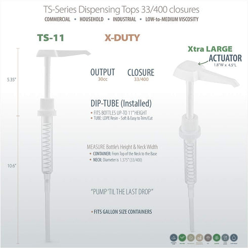 Bar5F Gallon Pump Dispenser | Premium Heavy Duty | Commercial, Household, Industrial | XL Actuator 30cc Output | Model: TS-11 (Pack of 2)