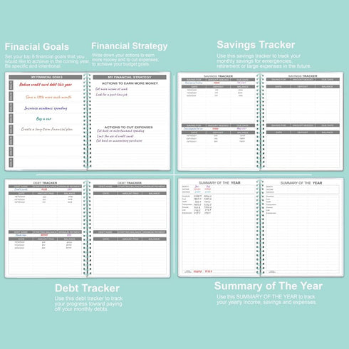 8" 9.5" Budget Planner & Monthly Bill Organizer with Pockets. Expense Tracker Notebook, Budgeting Journal and Financial