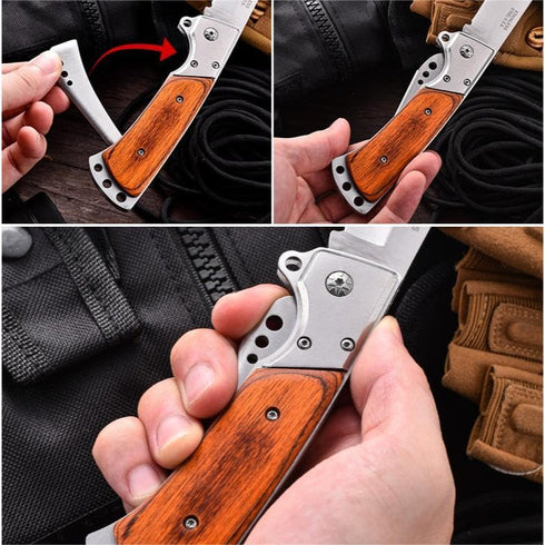 DOOM BLADE Long Blade Pocket Folding Knife, Sharp Survival Work Knives, Foldable Large Knife with Rosewood Handle, Gift