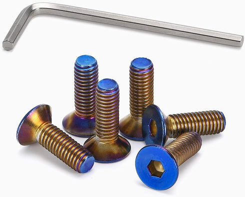 6pcs Steering Wheel Screw Bolts Taper M5×0.8 Length 15mm, Burnt Titanium Finish Flat Head