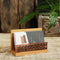 Bamboo Wood Business Card Holder, Professional Black Walnut & Natural Bamboo Case for Desk Organizer