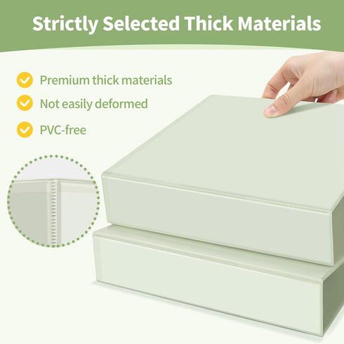 SUNEE 3 Ring Binder (Green) - 3 Inch 1 Pack, Clear View Binder Three Ring PVC-Free (Fit 8.5x11 Inches) for School or