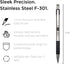 Zebra Pen F-301 Compact Retractable Ballpoint Pen, Stainless Steel Barrel, Fine Point, 0.7mm, 2-Pack