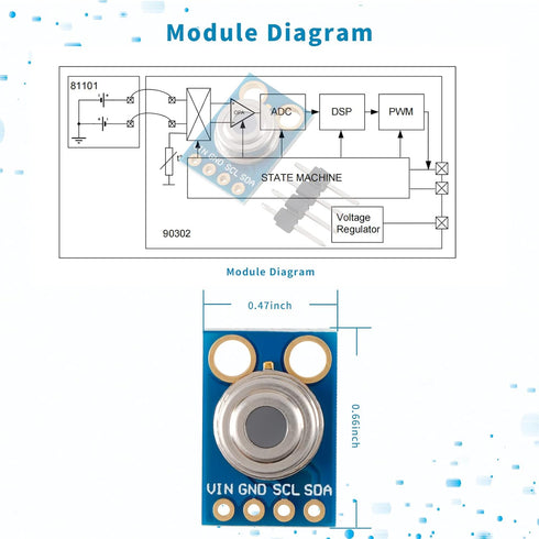 GY-906 MLX90614 High Precision Non-Contact IR Infrared Temperature Sensor Module for Arduino