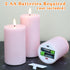 Set 3 Pink Flameless Pillar Candles with Remote, LED Candles Battery Operated, Real Wax Flickering Electric Fake