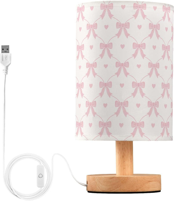 Generic Pink Bows Hearts Small Desk Lamp for Bedroom Nightstand Bedside Lamps with