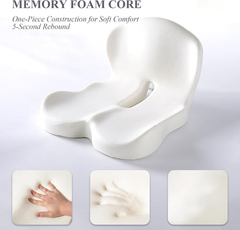 Generic Orthopedic Cushion for Improves Sitting Posture Ergonomic Memory Foam Seat Cushions with Lumbar Support Pillow