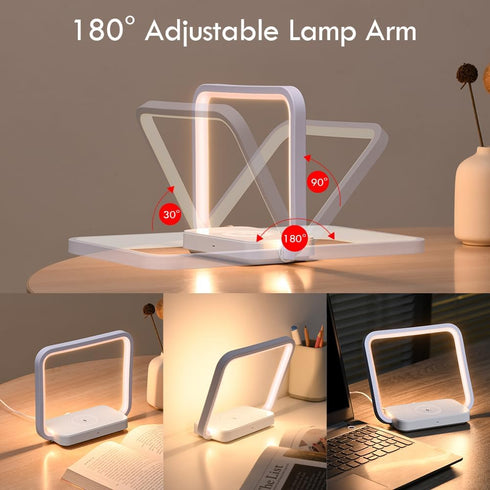 SMARTERIOR 10W 3-Level 180 Besides Lamp with Wireless Charging, Table Lamp Touch Control with Fast Charger, Nightstand