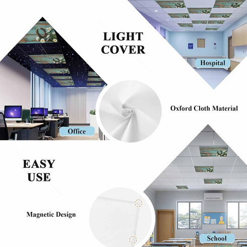 Venfascocyi 4x2 2 Pack Daisy Flower Fluorescent Light Covers for Ceiling Lights Magnetic Light Covers for Classroom