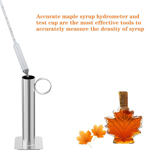Maple Syrup Hydrometer Test Cup Kit, Measures Sugar Content in Syrup, Stainless Steel Equipment for Maple Syrup