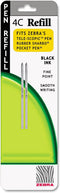 Zebra 4C Ink Pen Refill, 0.7mm Fine Point, Black Ink, 2-Pack