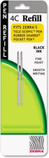 Zebra 4C Ink Pen Refill, 0.7mm Fine Point, Black Ink, 2-Pack
