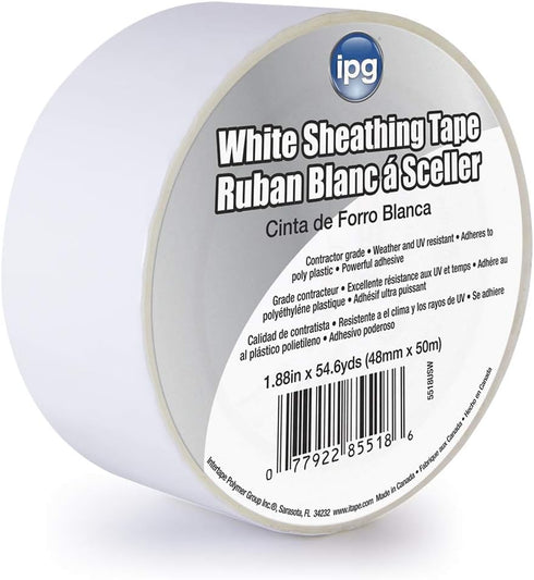 IPG Sheathing Tape, 1.88" x 54.6 yd, White, Single Roll