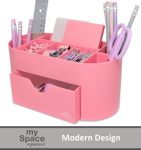Pink Desk Organizer for Office Supplies, Desktop Organization for Room, College Dorm, Home School (Pink)