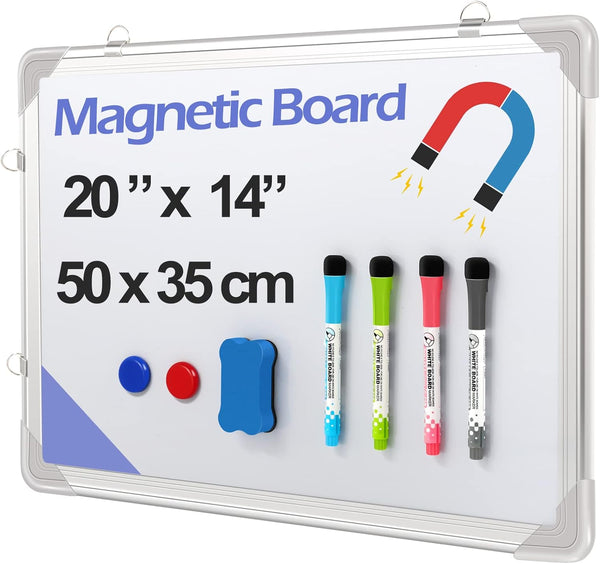 Message White Board, 20" x 14" Small Dry Erase Magnetic Calendar for Wall, Portable for Kids Drawing Teaching