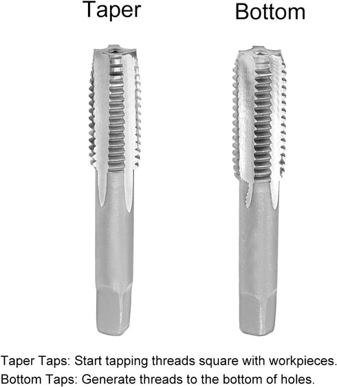 uxcell M12 Metric Hand Tap Set - 1.75 Pitch, 4 Straight Flutes H2 Alloy Tool Steel for Repairing