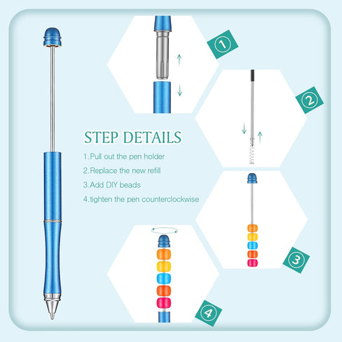 Chivao Metal Beadable Pens Bulk Bead Pens Ballpoint Pens Assorted Colors with Refills Shaft Black Bling Ink Pens for Kids Gift Women Students Presents Office Classroom School Supplies DIY(10 Pieces) by Chivao