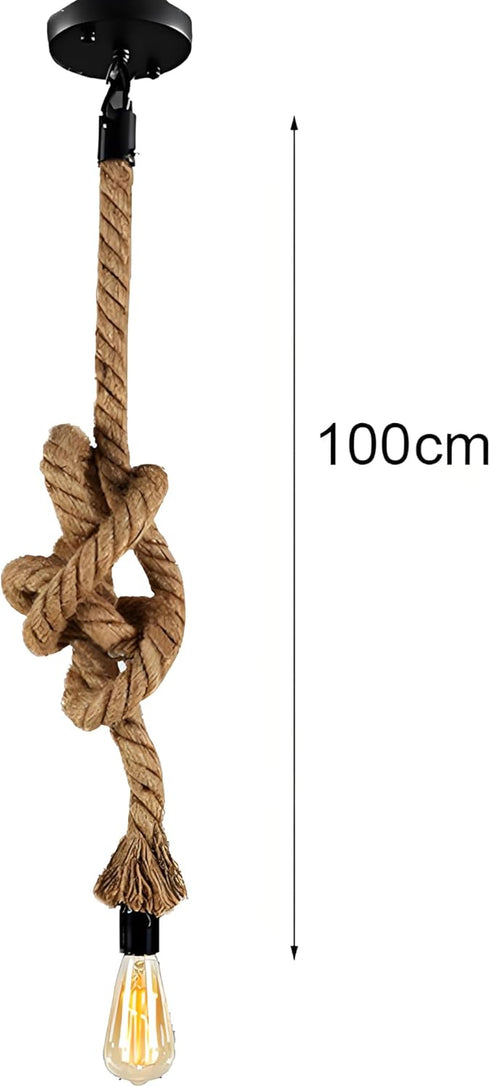 EmyZoeilure E26/E27 Lighting(Bulb (1 1m) Hemp Rope Pendant Light Fixture Base, Vintage Ceiling Lamp,Retro Style