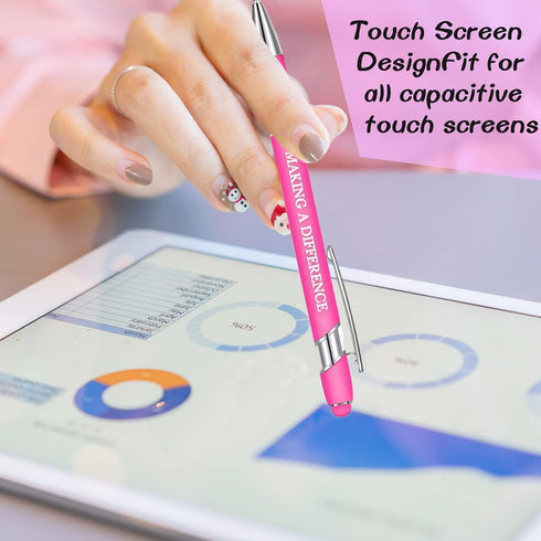Zonon 12 Pieces Inspirational Motivational Quotes Ballpoint Pens with Stylus Tip Fine Point Smooth Writing Pens Set