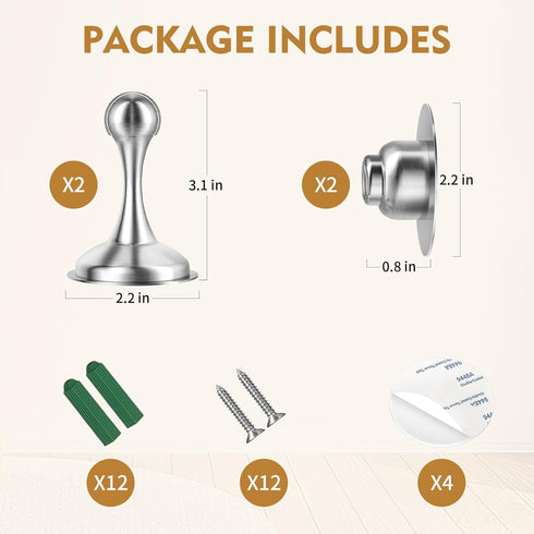 Door Stoppers Magnetic Door Catch for Wall, Heavy Duty Stainless Steel Door Stop Holder for Wall and Floor Mounting