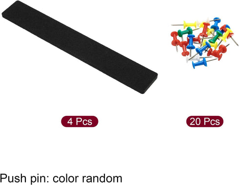 PATIKIL Felt Bulletin Board Bar Strip, 4 Pack Self Adhesive Wall Pin Board with Push Pins for Home Office Decor