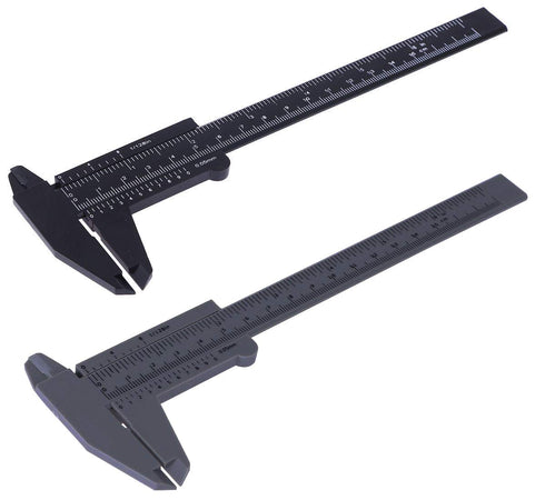 Penta Angel 2Pcs Plastic Caliper, Inch/Metric 6 Inch 150mm Mini Double Scale Ruler Measuring Tool (Gray and Black)