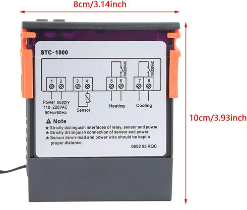 STC-1000 Digital Temperature Controller with Sensor, Electric Thermostat Control 110-220V