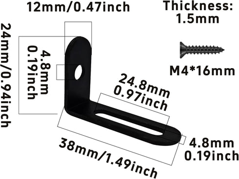 AUXBC 10Pcs 1.5"x1"x0.5"Adjustable 90 Right Angle Brackets, Metal L Bracket Heavy Duty Degree Corner Fastener L-Shape