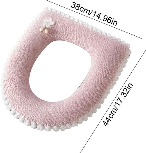 Generic Large Toilet Seat Cover, Fabric Washable Zippered Cushion for Bathroom Comfort